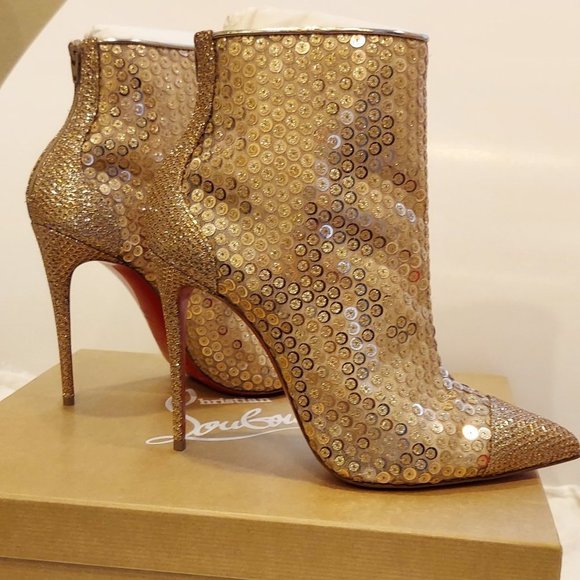 Christian Louboutin Ankle Boots, Sequin Designer Boots, Huge Discount!